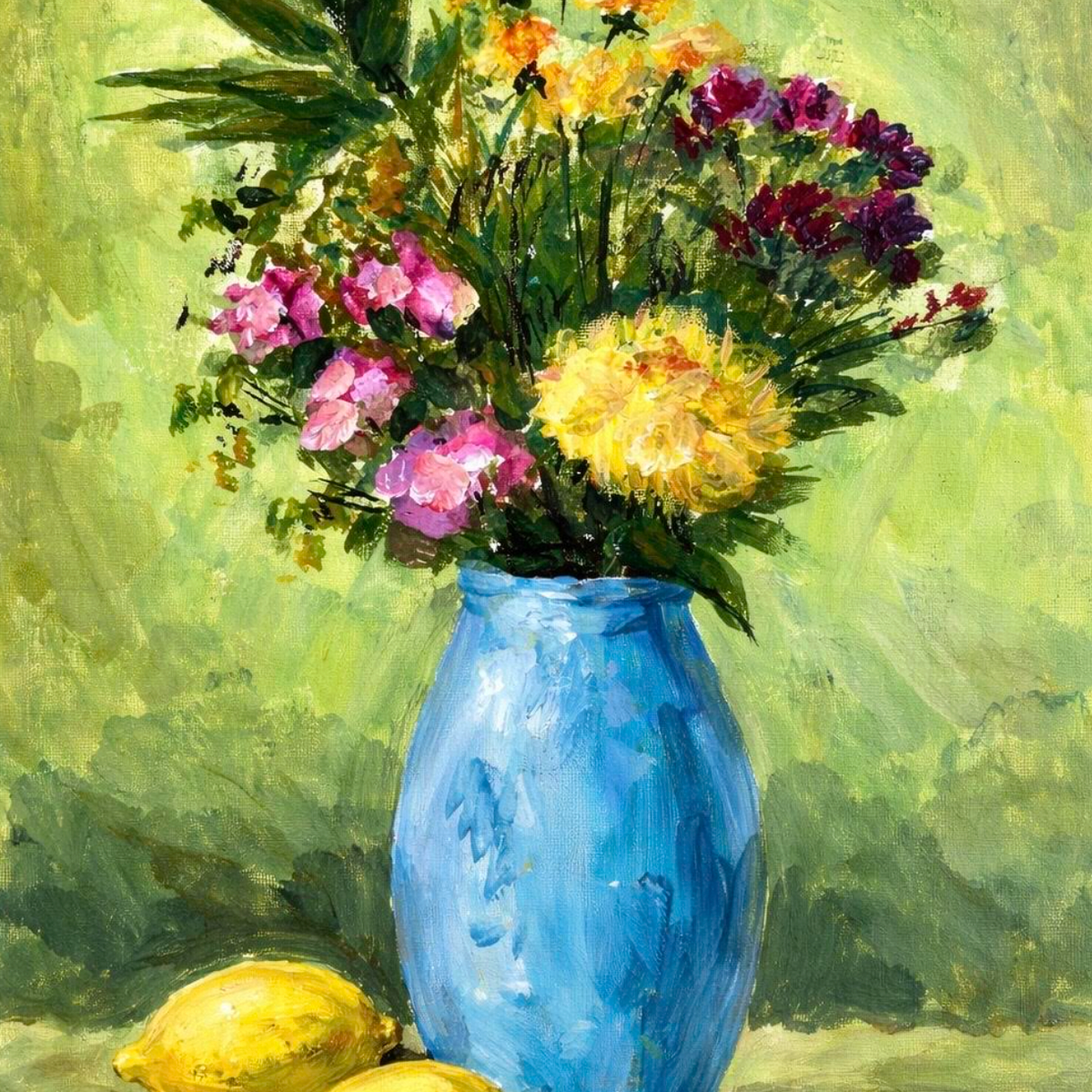 May 8 Acrylic Painting: Summer Florals Still Life on Canvas