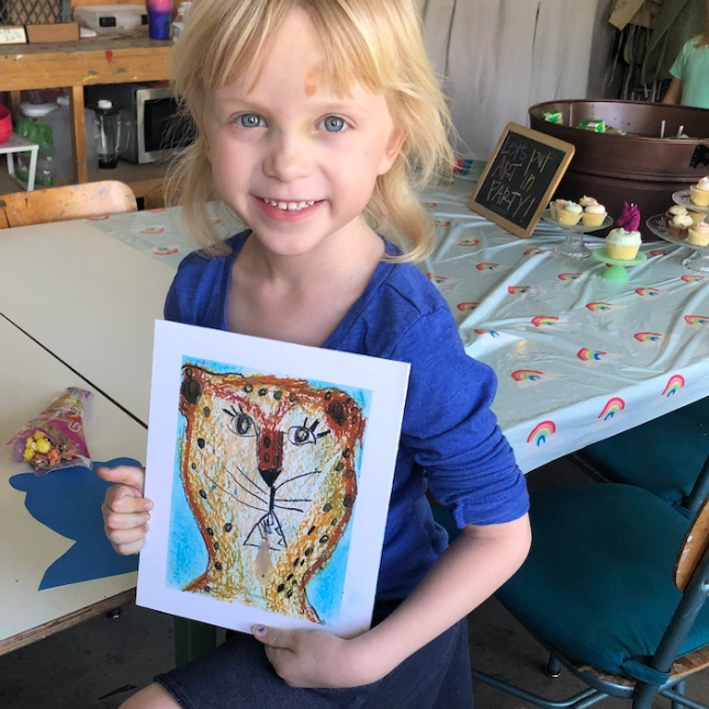 Kids Birthday Party: Big Cat Oil Pastel