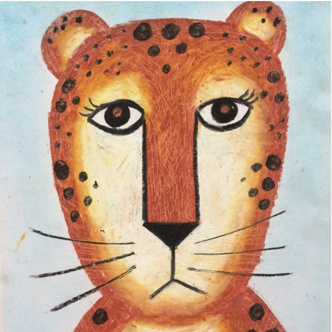 Kids Birthday Party: Big Cat Oil Pastel