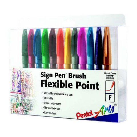 Sign Pen Brush Tip 12pck