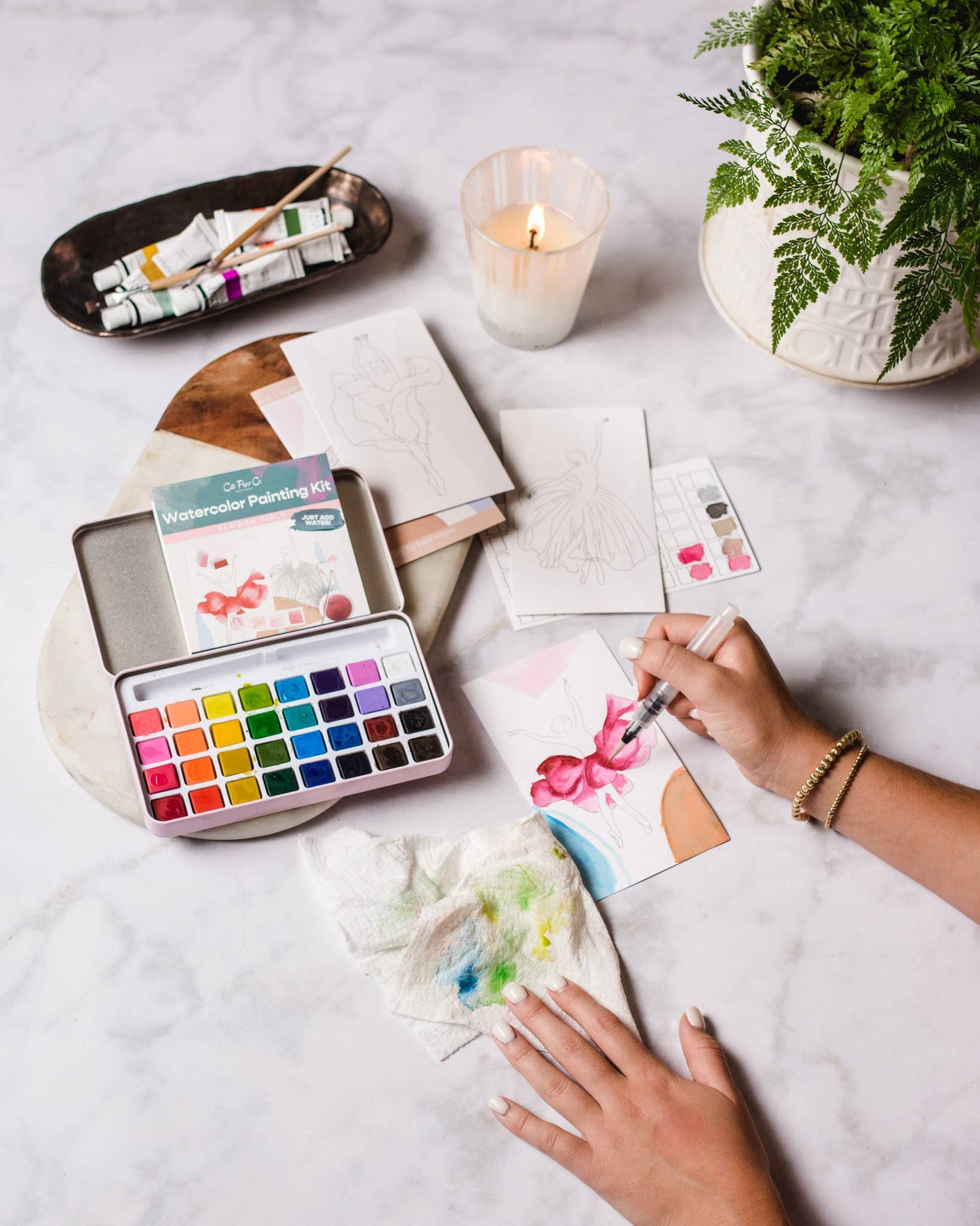 Cait Paper Co.  Tropical Florals watercolor painting kit