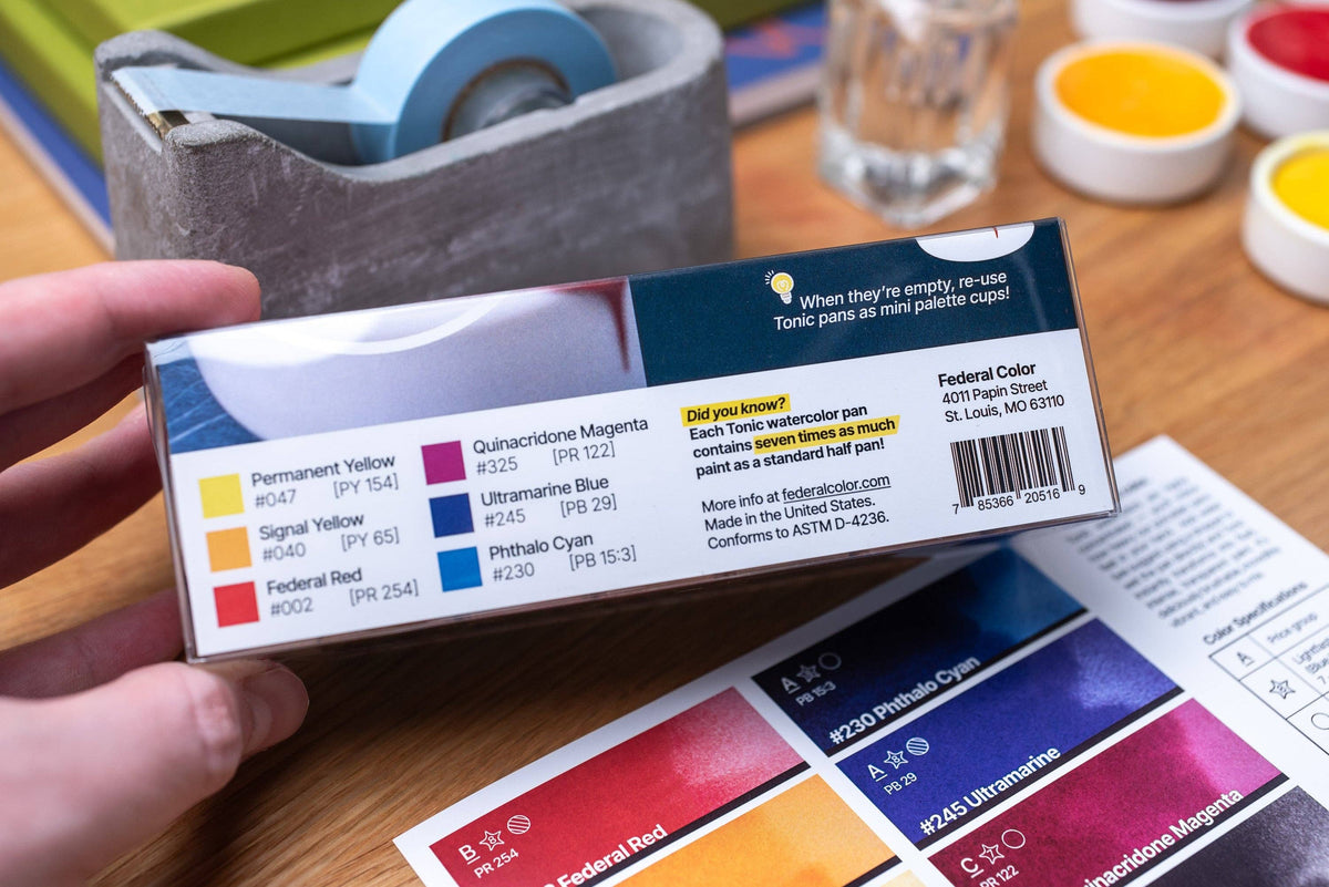 Federal Color Tonic Watercolor, Core Mixing Set of 6