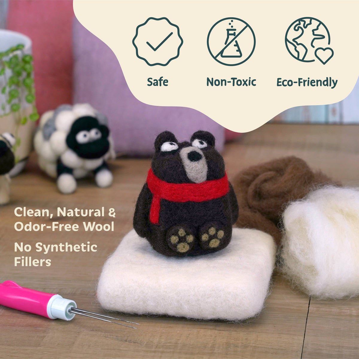 Woolbuddy Core Wool Roving 8oz Black