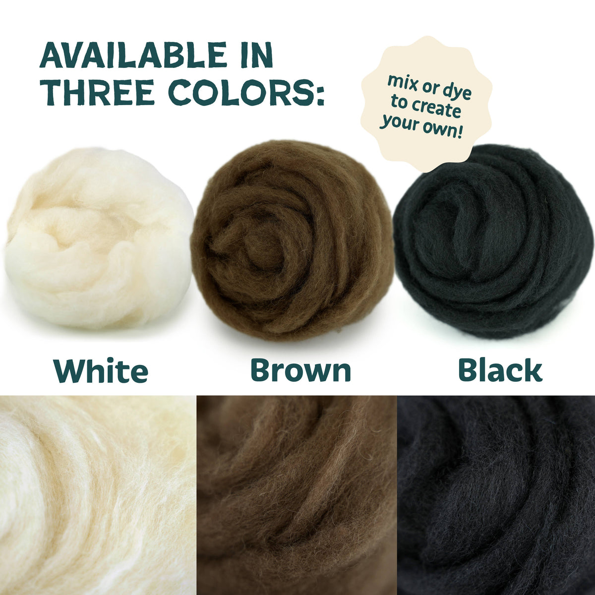 Woolbuddy Core Wool Roving 8oz Black
