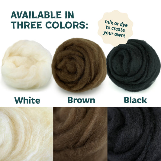 Woolbuddy Core Wool Roving 8oz Black