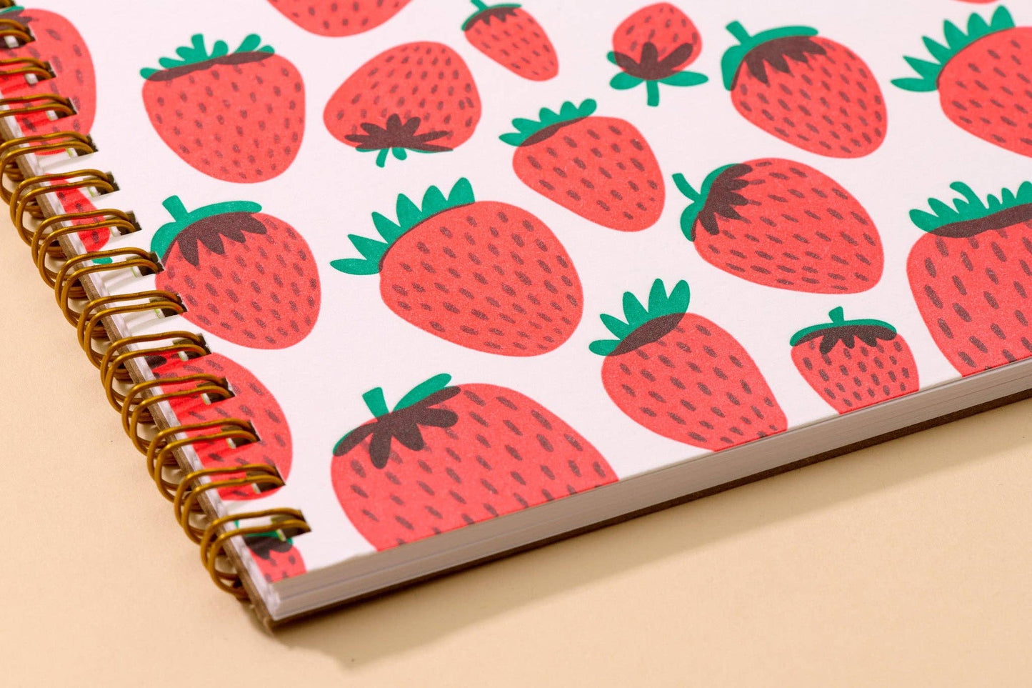 Modern Summer Letterpress A5 Spiral Notebook — Strawberry