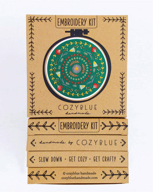 Cozy Blue Greenery embroidery kit