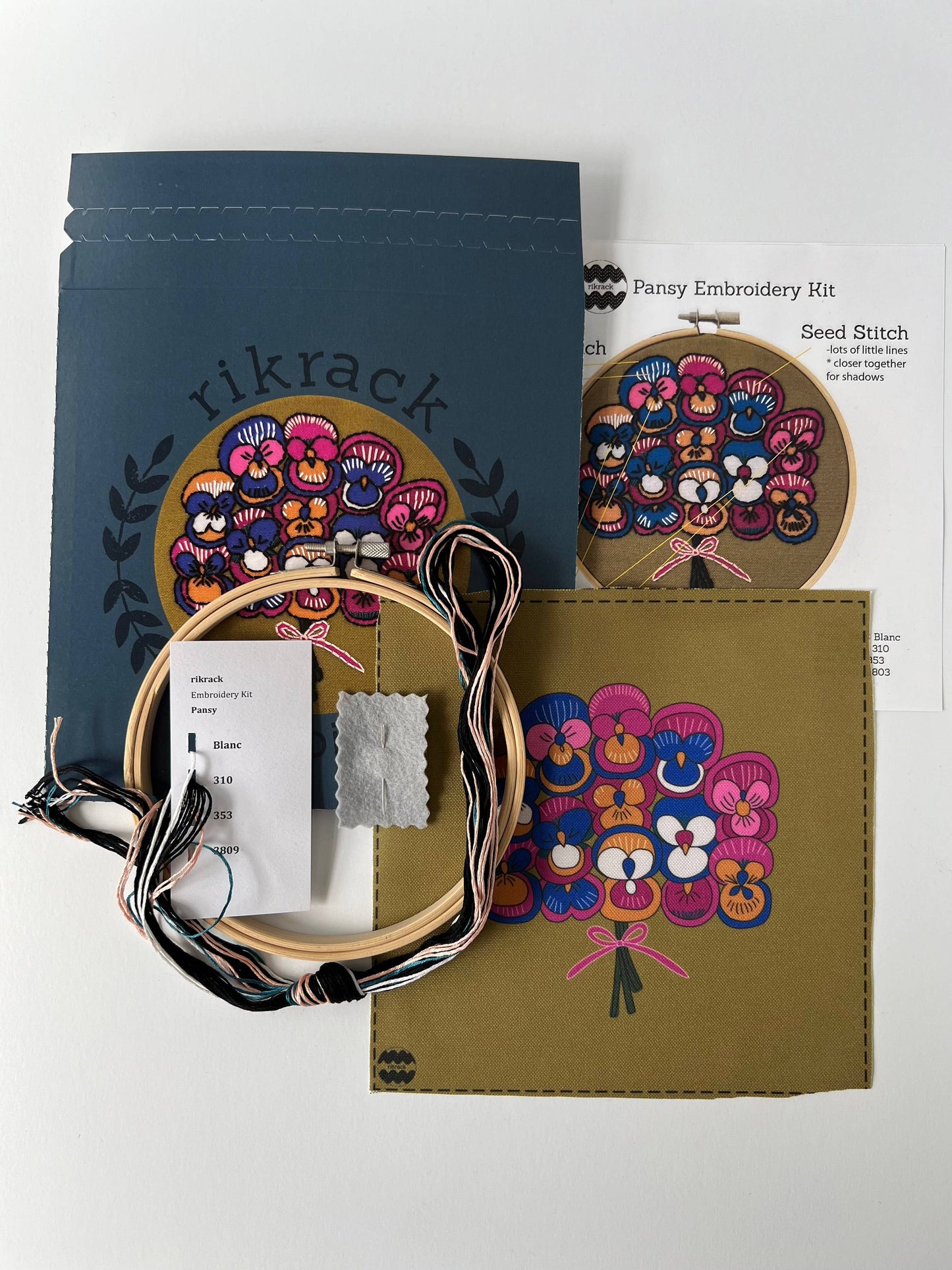 Rikrack Pansy Embroidery Kit