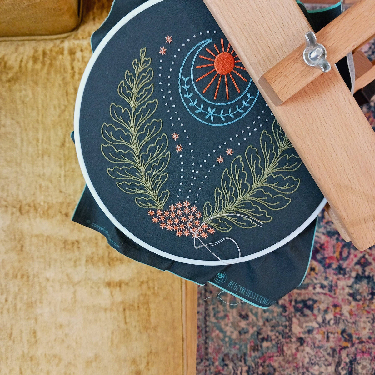 Cozy Blue Blue moon embroidery kit