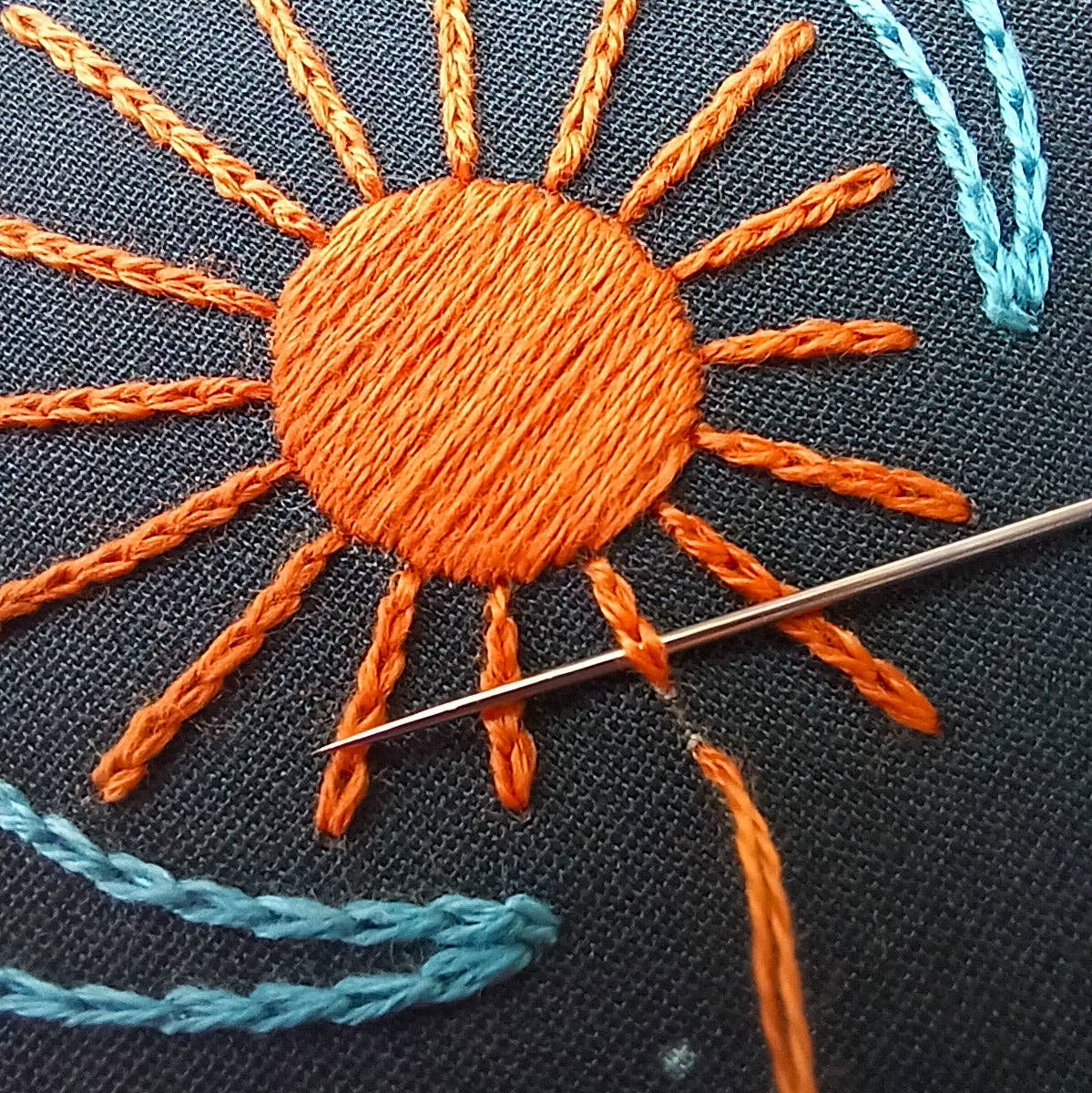 Cozy Blue Blue moon embroidery kit