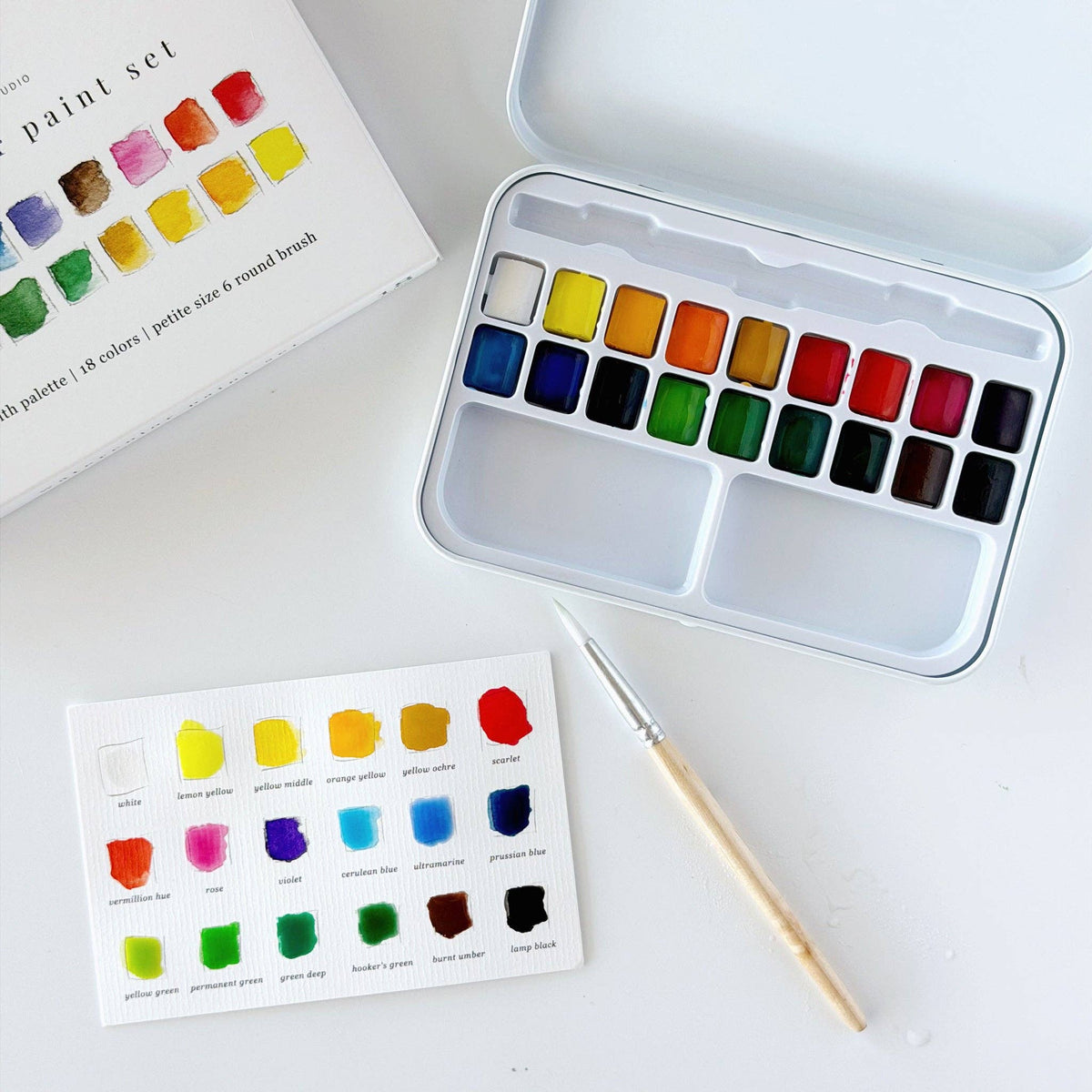 PS-18-color-box Watercolor paint set 18 colors with brush