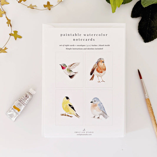 Emily Lex Studio - Backyard birds paintable notecards