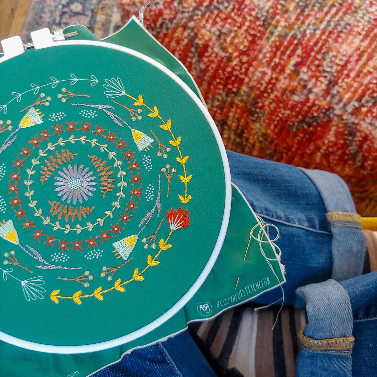 Cozy Blue Greenery embroidery kit