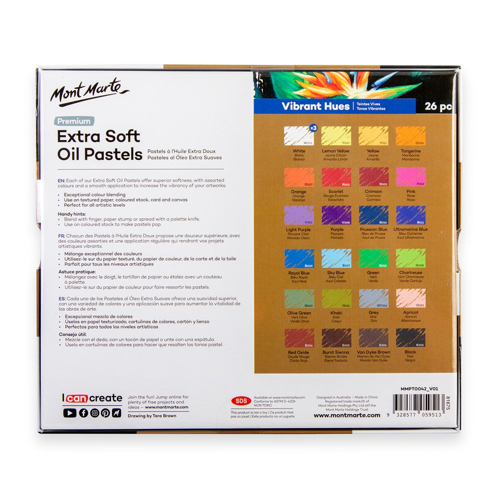 Mont Marte Extra Soft Oil Pastels 26pc