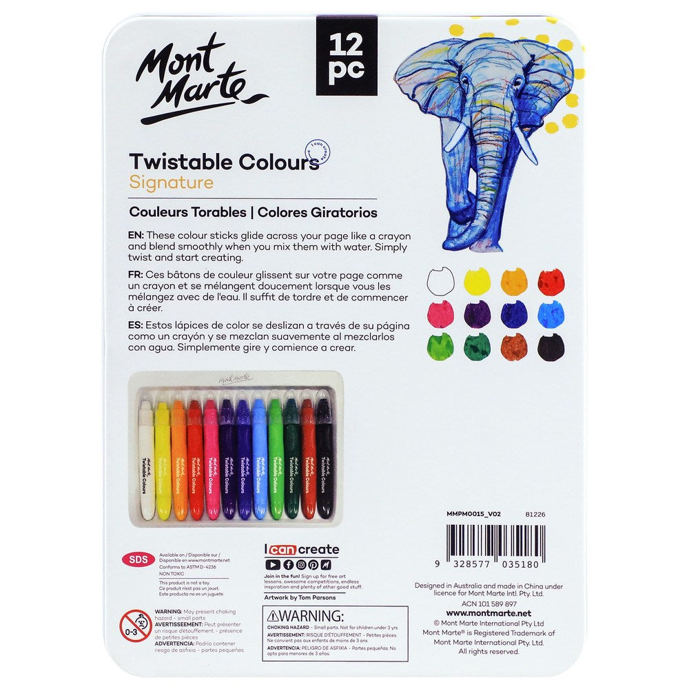 Mont Marte Studio Twistable Colors 12pc Tin Box