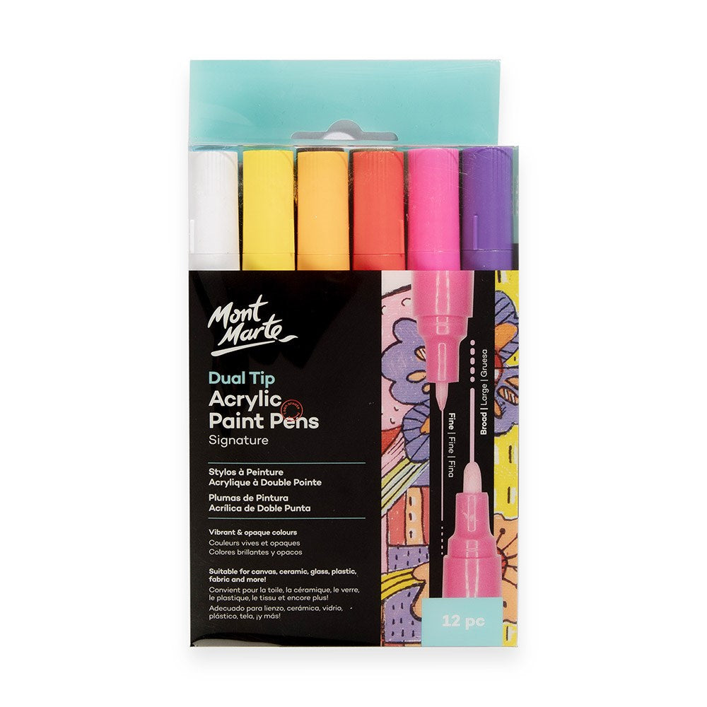 Mont Marte Paint Pens Dual Tip Fine/Broad 12pc