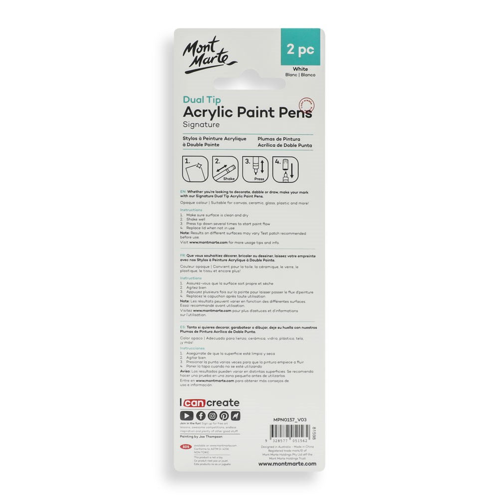 Mont Marte Dual Tip Acrylic Paint Pens 2pc