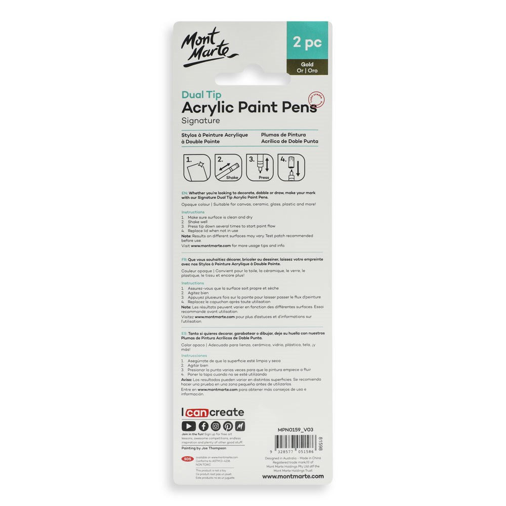 Mont Marte Dual Tip Acrylic Paint Pens 2pc