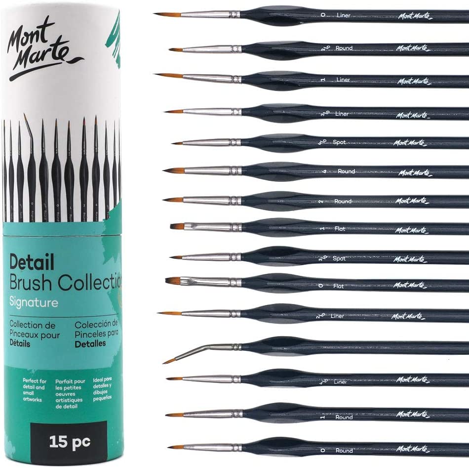  Mont Marte Art Paint Brushes Set, Great for Watercolor,  Acrylic, Oil-15 Different Sizes Nice Gift for Artists, Adults & Kids