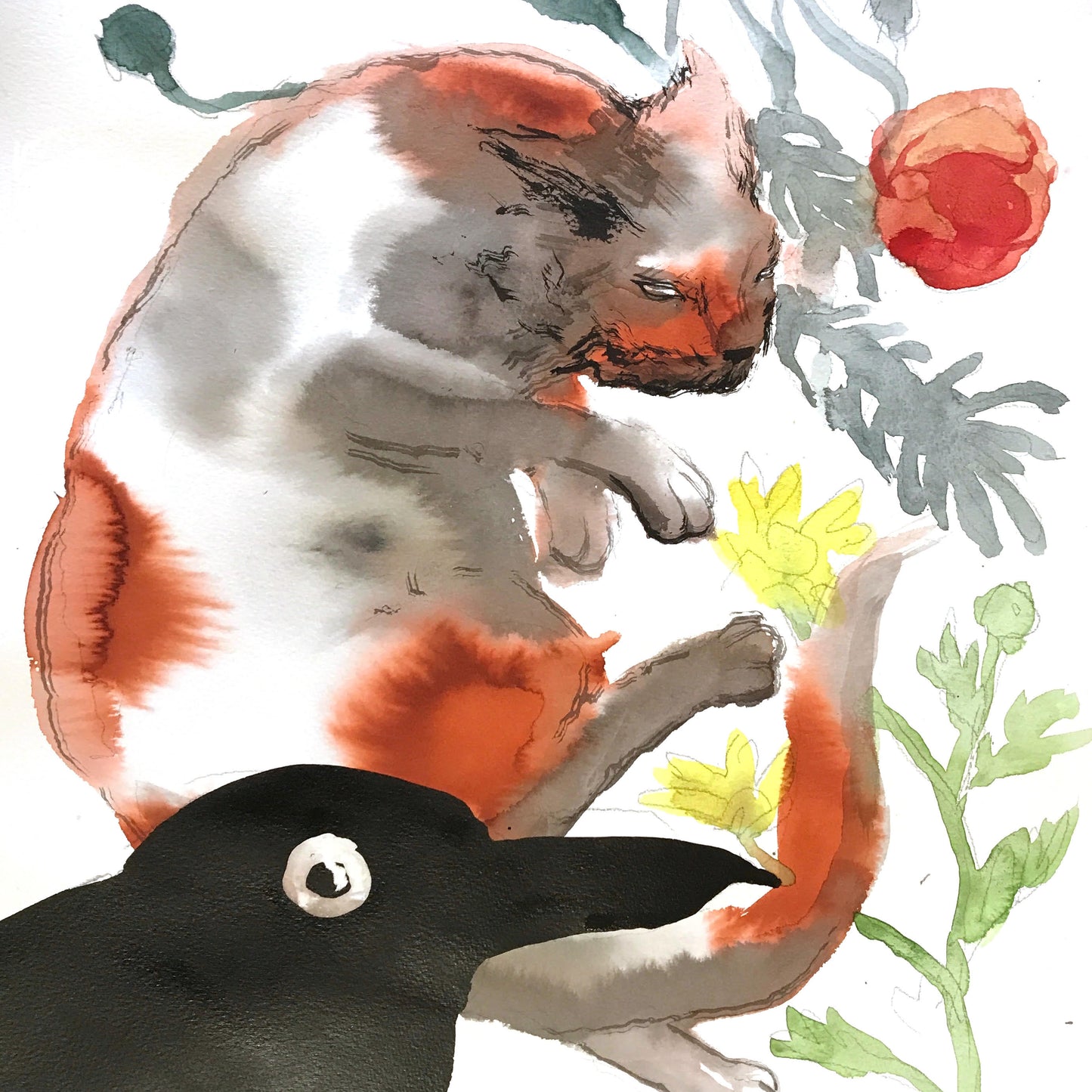 Oct 25 Sumi Ink and Watercolor