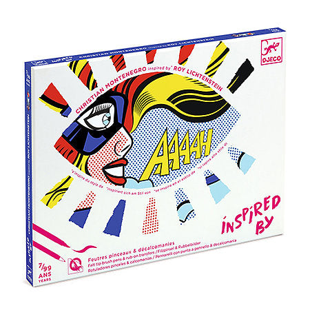 DJECO Inspired by Roy Lichtenstein Rub-On Transfer and Coloring Kit
