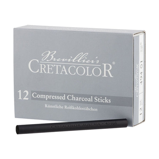 Cretacolor 12 Compressed Charcoal Sticks (Medium)