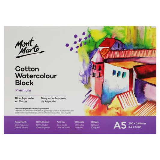 Mont Marte  A5 Cotton Watercolour Block Premium