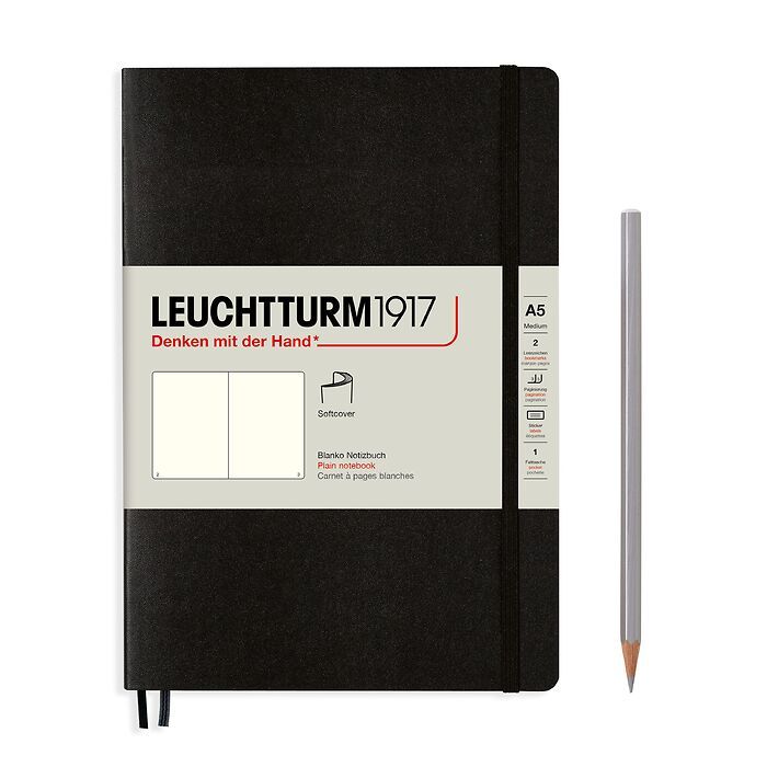 Leuchtturm1917 Classic Softcover Black Notebook Medium (A5)