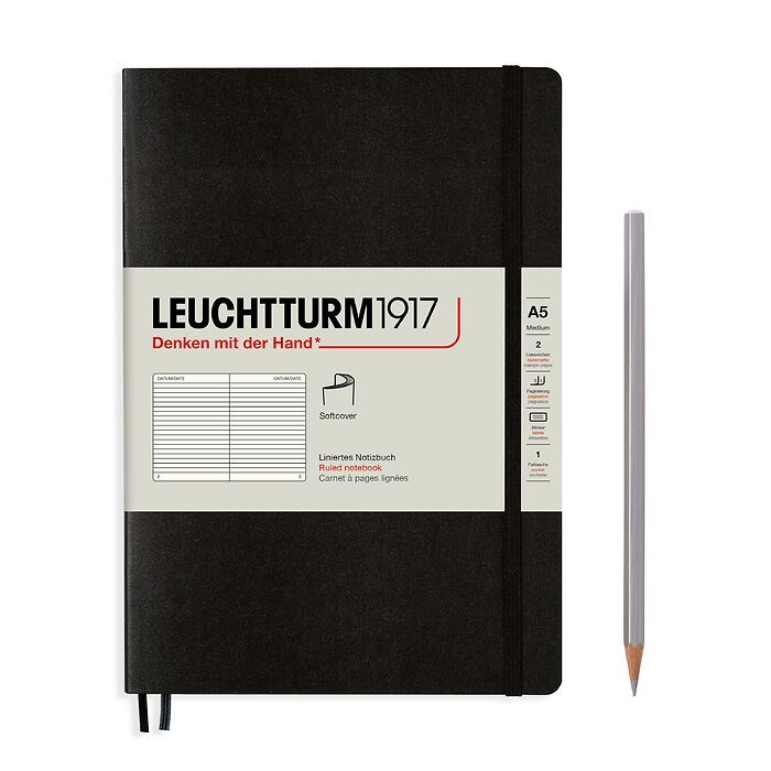 Leuchtturm1917 Classic Softcover Black Notebook Medium (A5)