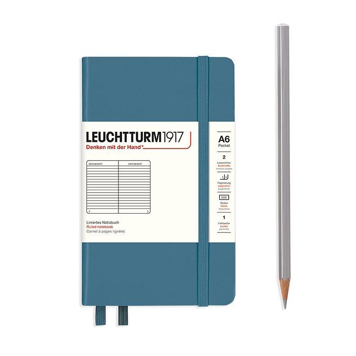 Leuchtturm1917 Classic Hardcover Stone Blue Notebook Pocket (A6)